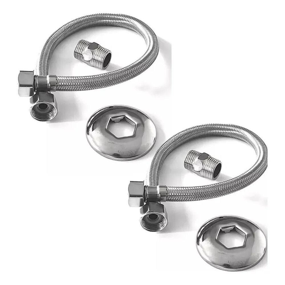 3X 2 Engates Flexível Kit Rabicho Mangueira 40Cm Quente Fria