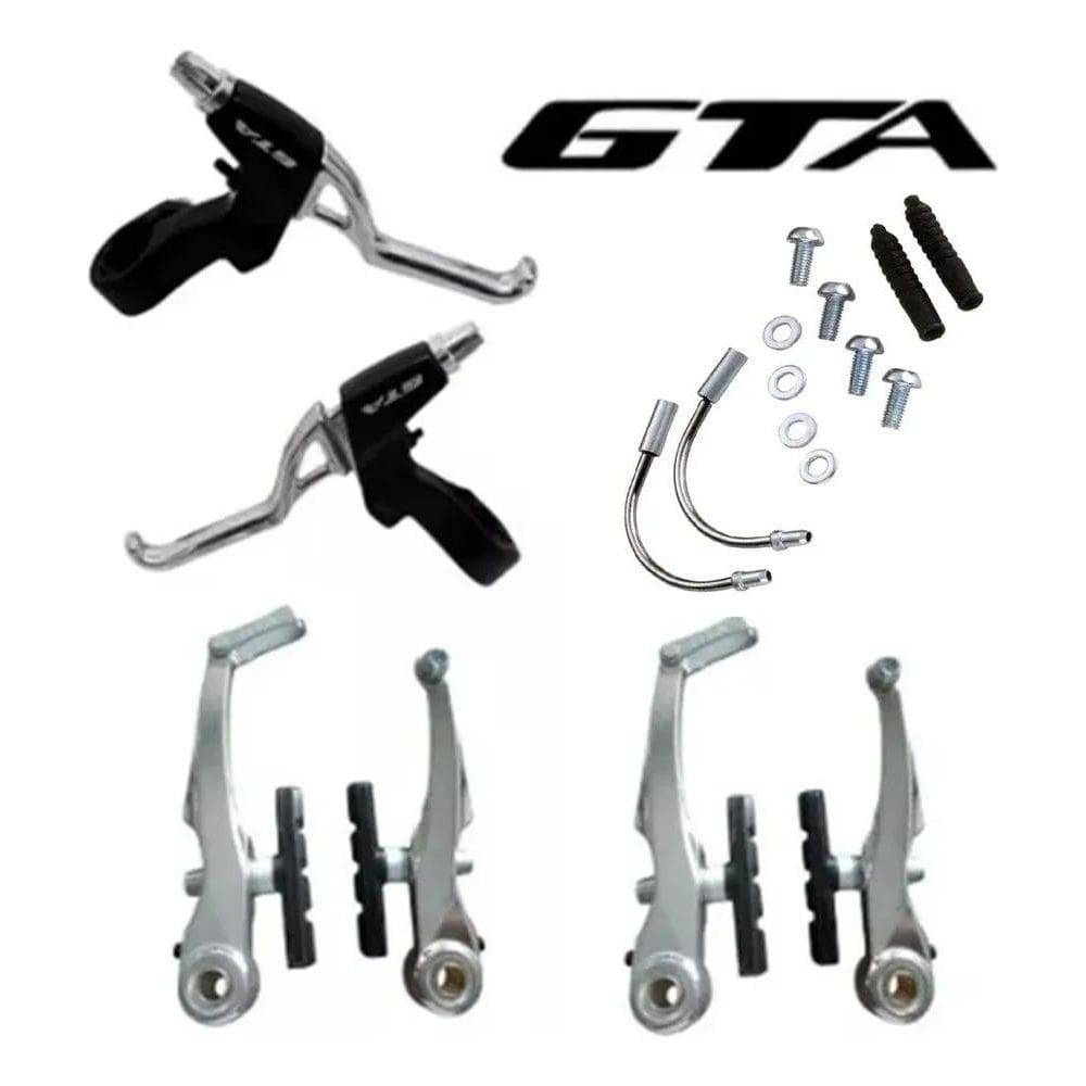 3X Freio V-Brake Para Bicicleta Com Manete Alumínio Polido