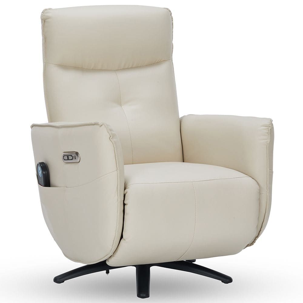 Poltrona de Massagem Reclinável Elétrica com Aquecimento Bravinni L07 Couríssimo Bege - Lyam Decor