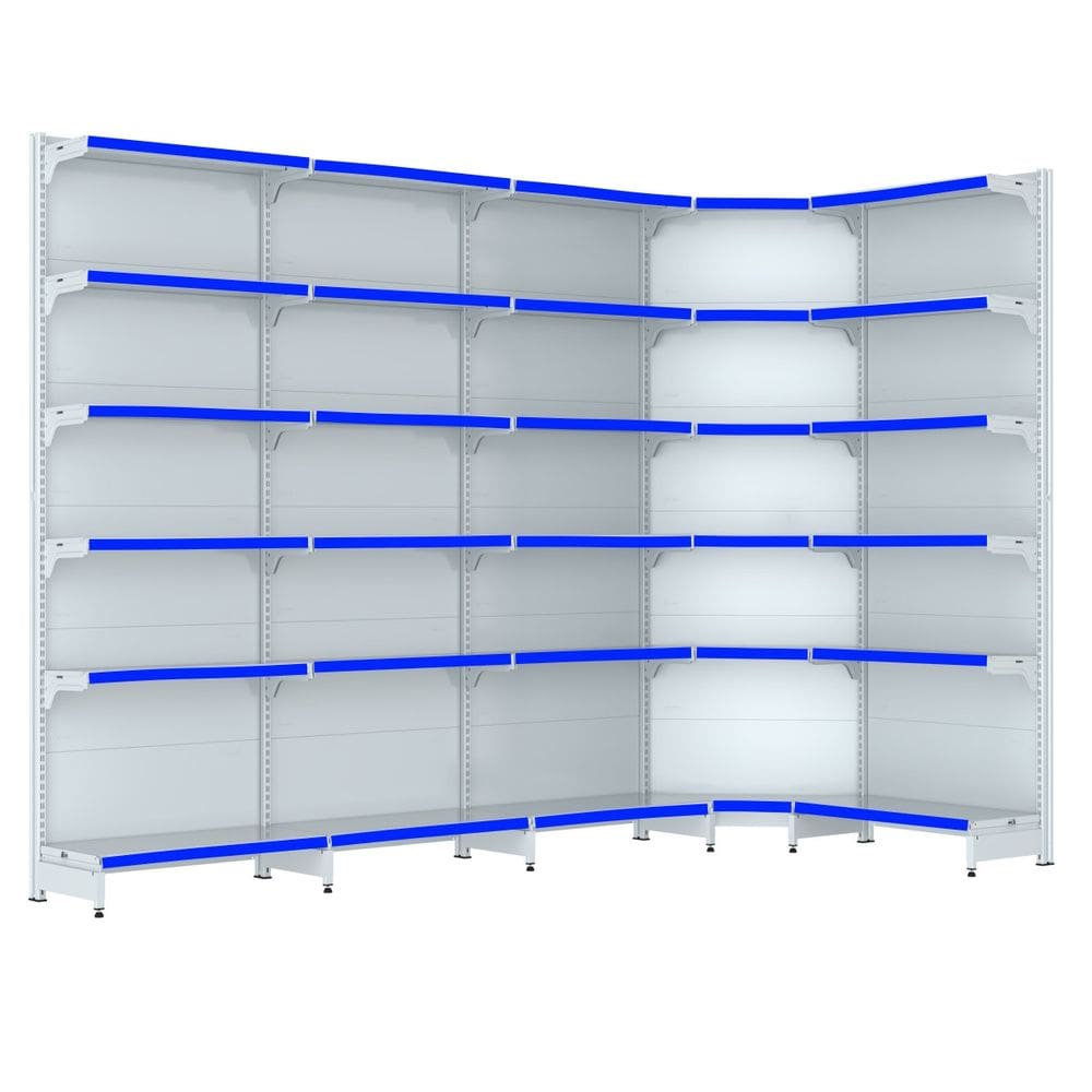 Gondola Parede 202 Fit Farmacia Ate 4 M Bco 1 Canto Pe Azul