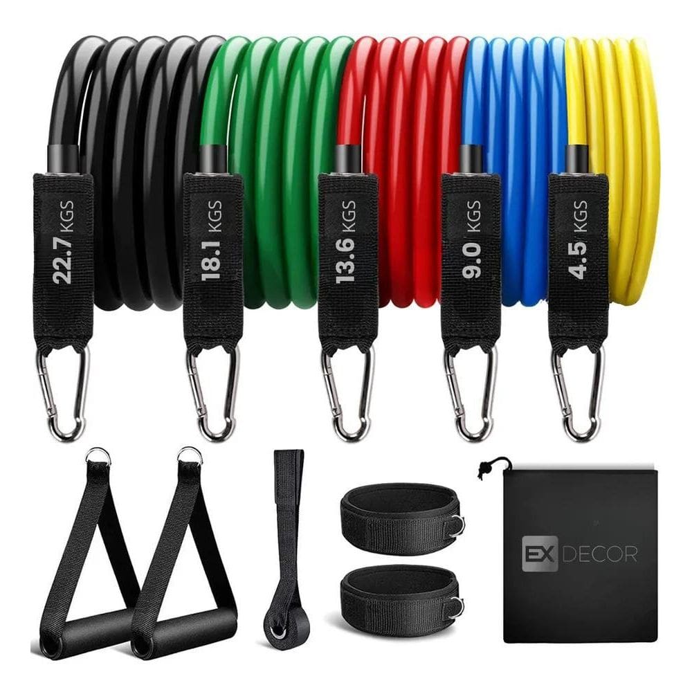 3X Kit Tubing Elástico 11 Itens Extensor Para Treinamento Fu