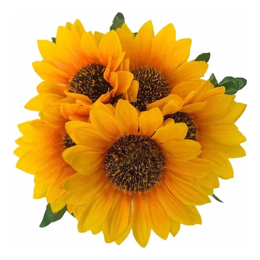 3X Buquê De Girassol Artificial