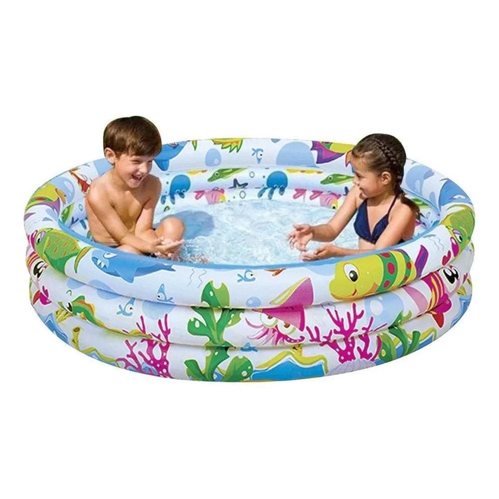 3X Piscina Inflável Infantil 180 Litros De 3 Anéis Fundo Do