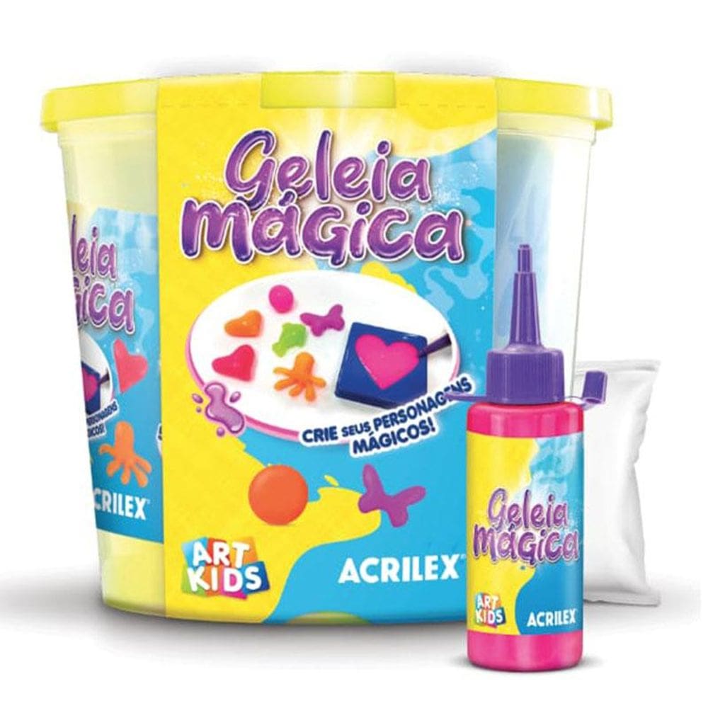 Geleia mágica Big Balde com 4 cores e 7 moldes - Acrilex