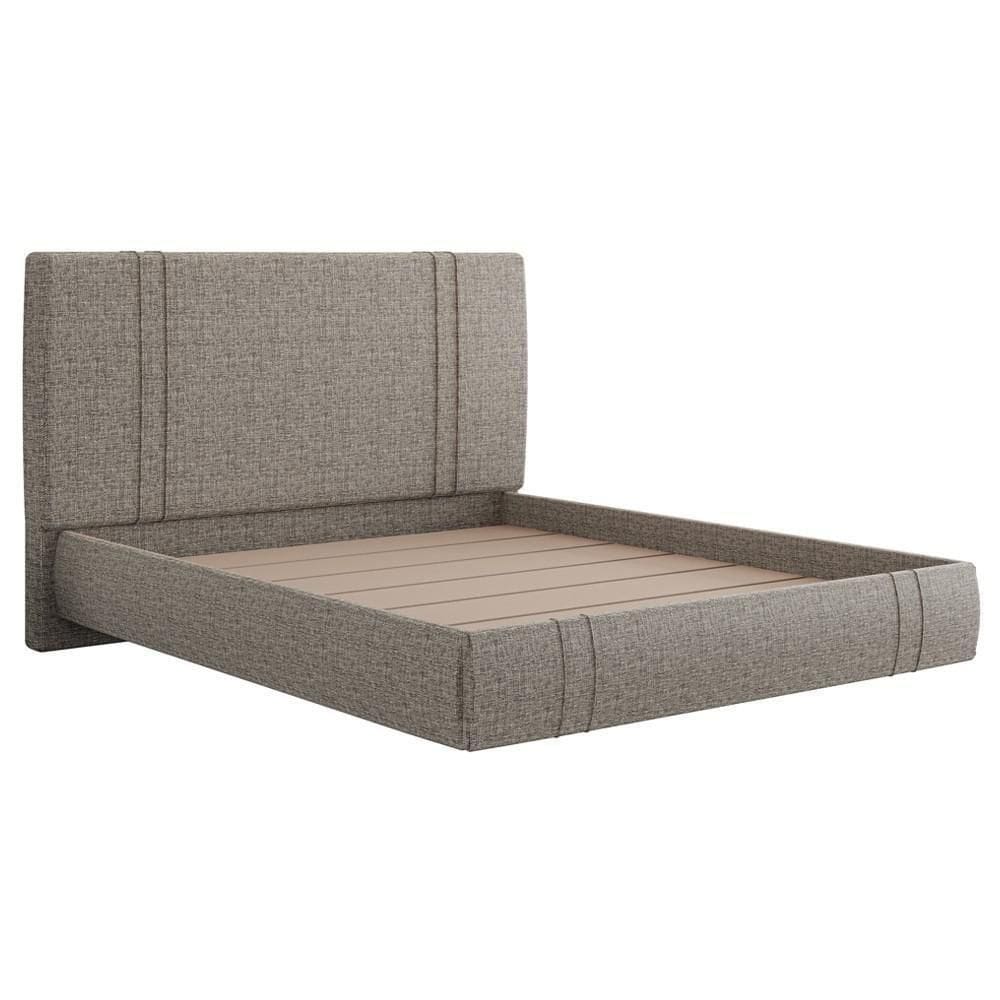 Cama Casal Flutuante Com Cabeceira 140cm Astra S04 Linho Marrom - Lyam Decor
