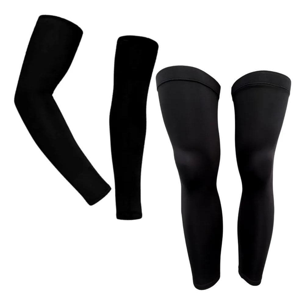 3X Kit Manguito Pernito Proteção Termica Uv 50+ Ciclismo Bik