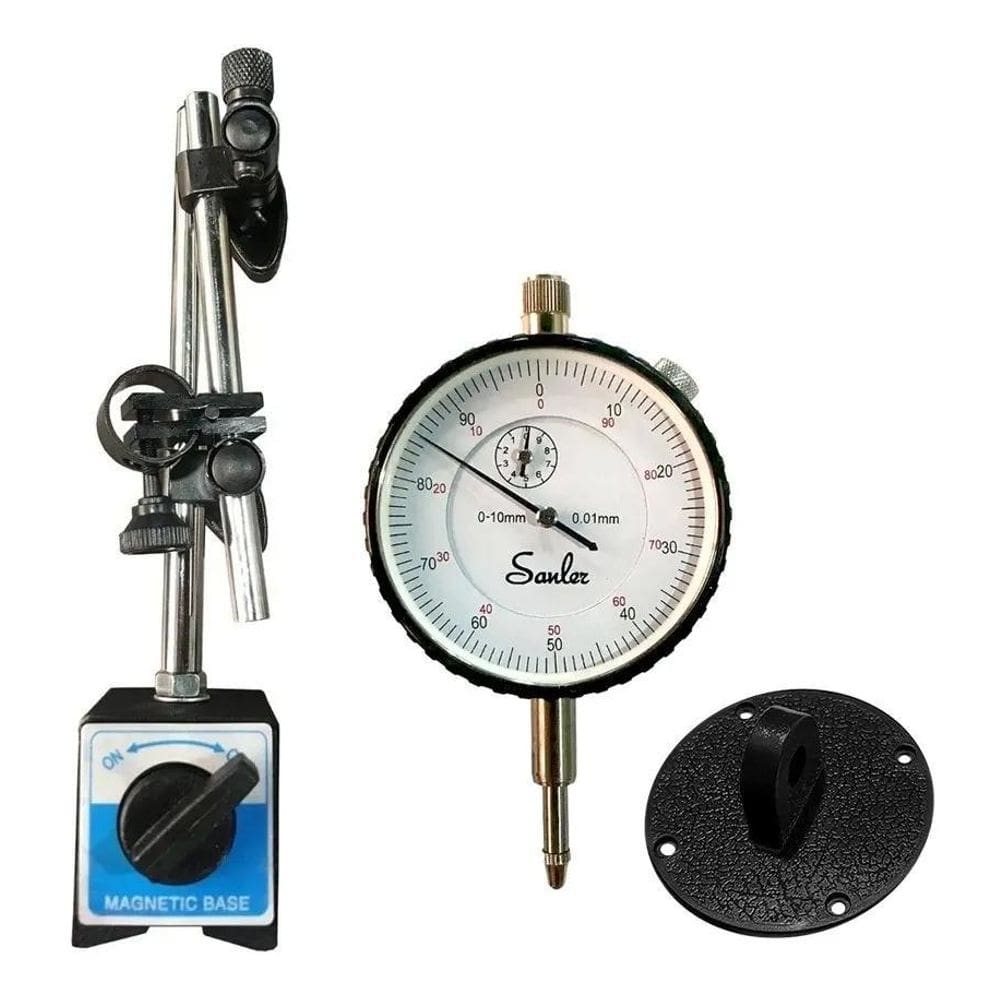 3X Kit Relógio Comparador + Base Magnética Marberg