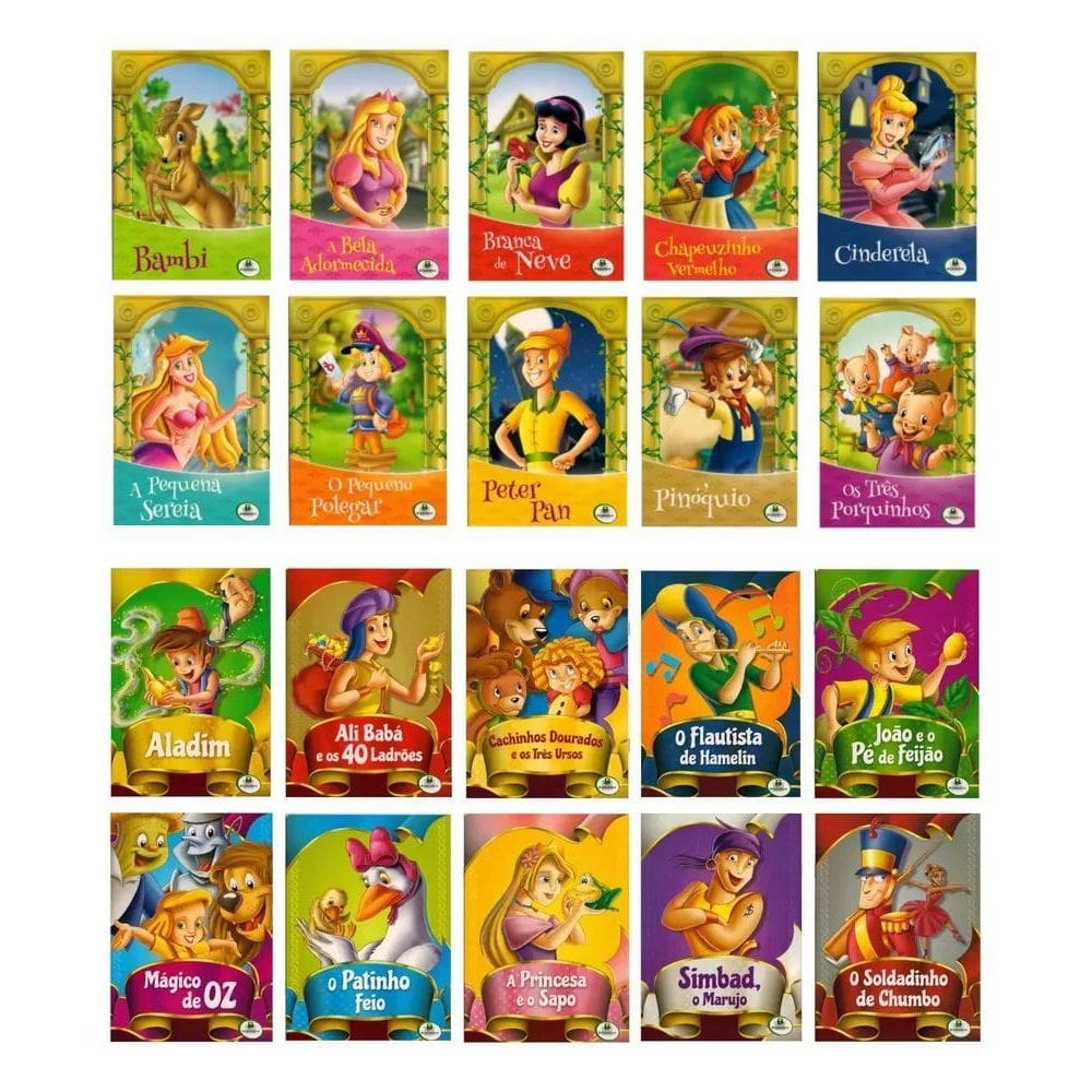 3X Kit Infantil 20 Livros Ilustrados Clássicos De Ouro E Sem