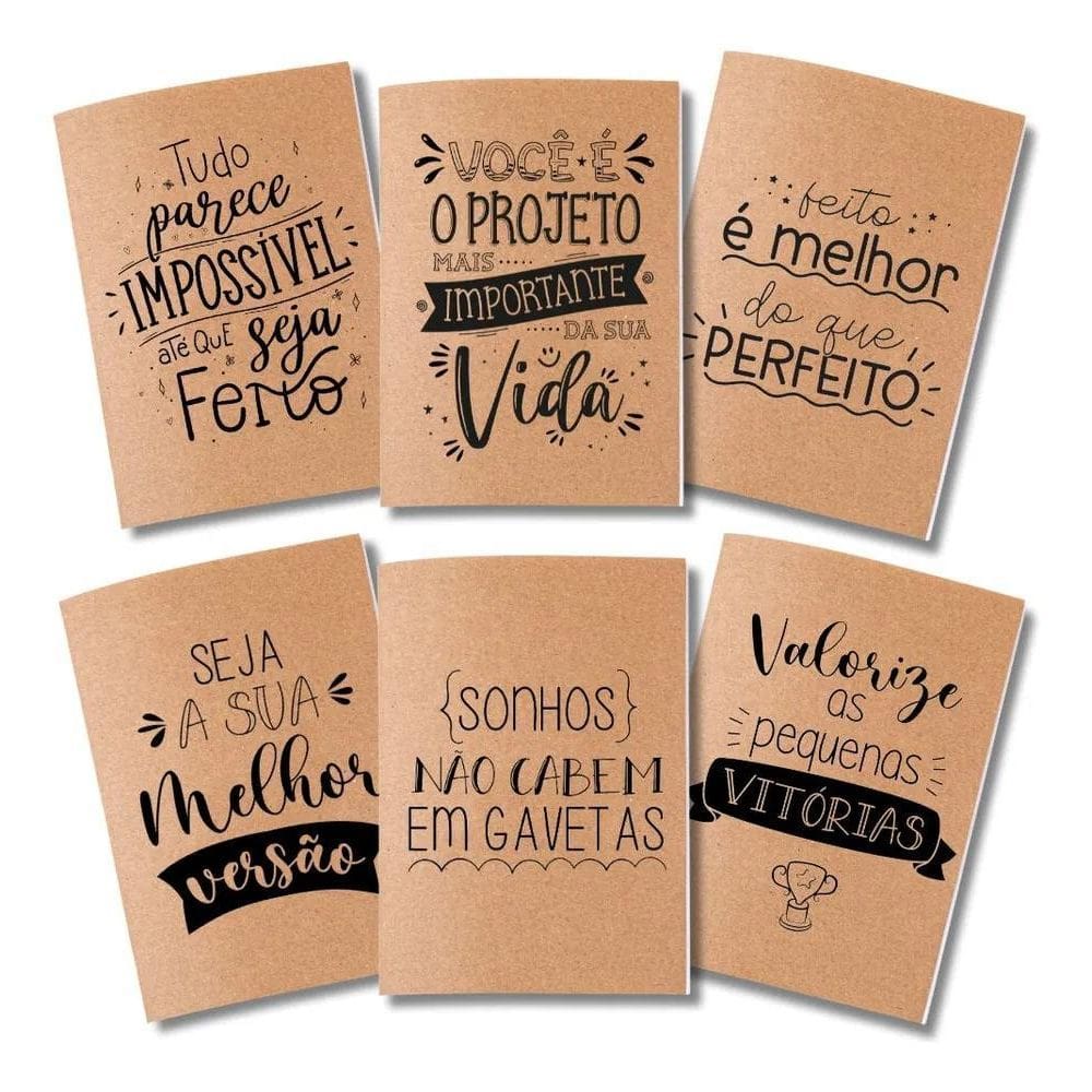3X Kit 6X Cadernetas Inspiração Capa Kraft Flex 40 Pág Pólen