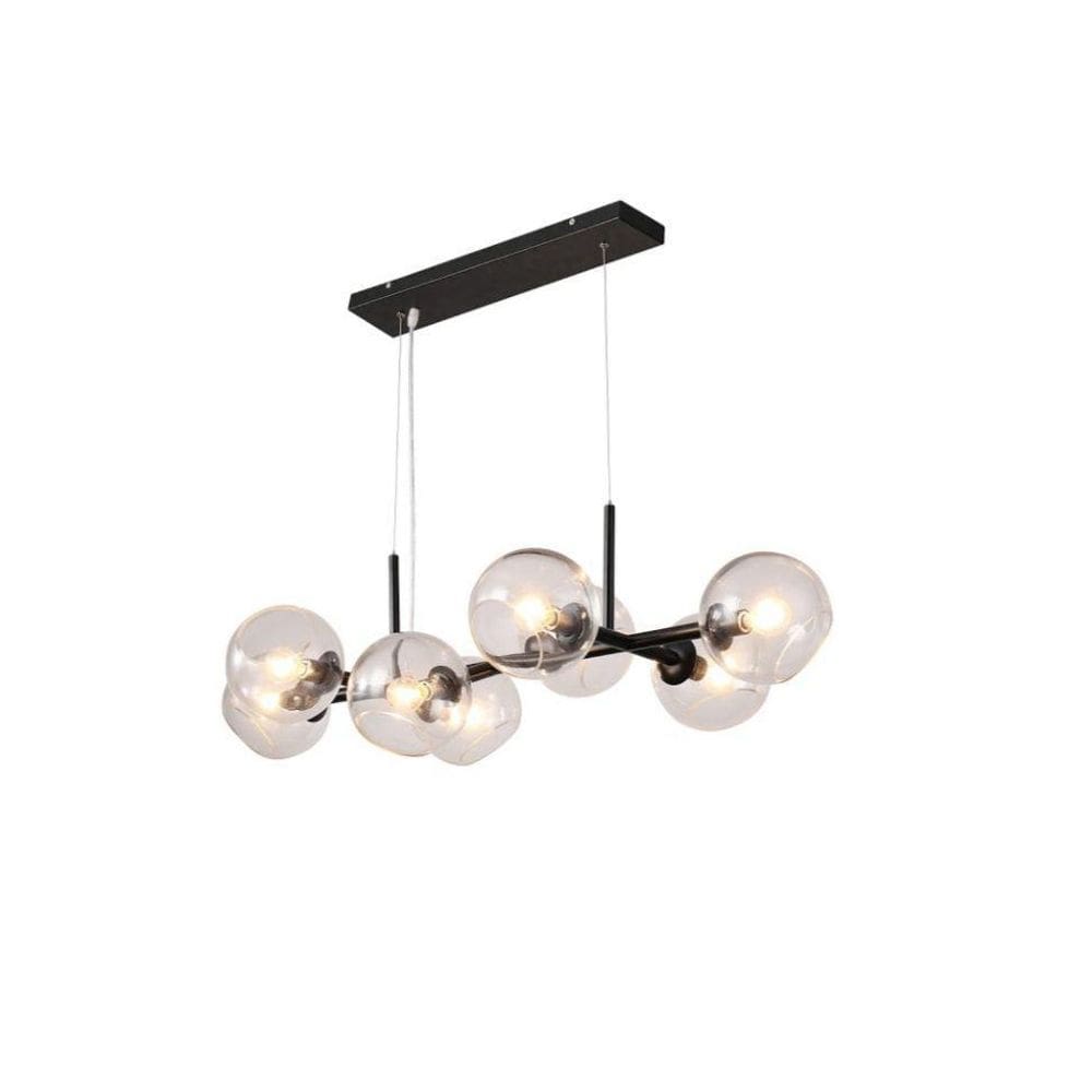 Lustre Pendente Jabuticaba 8 Lâmpadas Preto Mesa Jantar