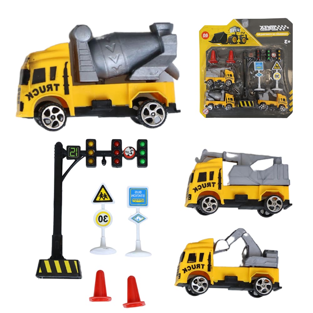 Kit Brinquedo Caminhão Caçamba Construção Escavadera Guicho