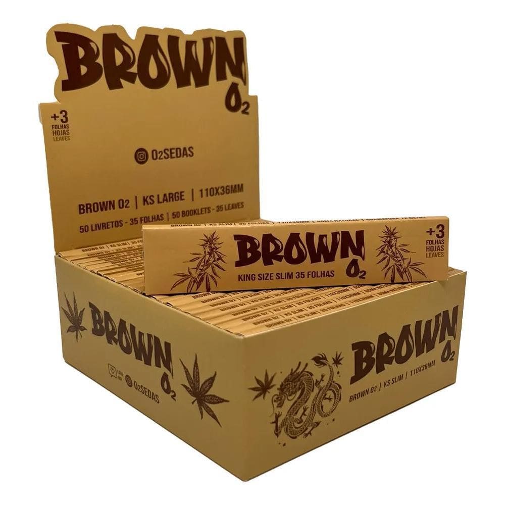 3X Seda O2 Brown Papel Marrom Caixa C/50 Unids King Size Sli