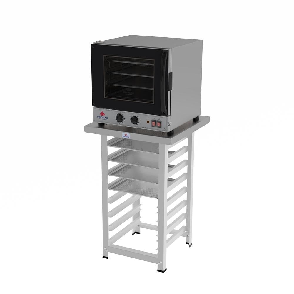 Forno Turbo Prp-004 g2 127v Preto + Bancada Mes-004 Progás + 4 Assadeiras Cimapi