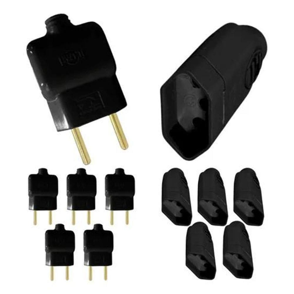 3X Kit 5 Tomada Fêmea 3 Pinos 10A/20A Y 5 Pino Macho 2P 10A