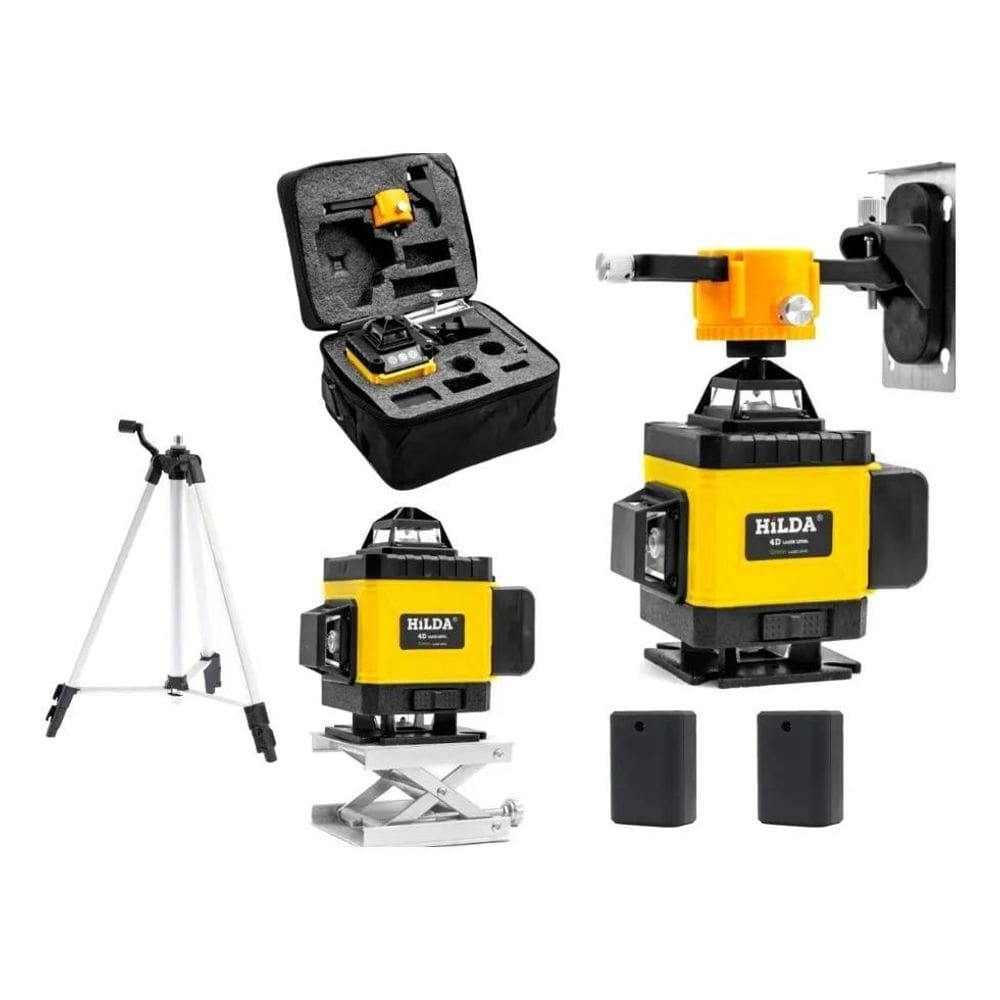 3X Nível Laser 16 Linhas Verde Hilda 2 Baterias Recarregável