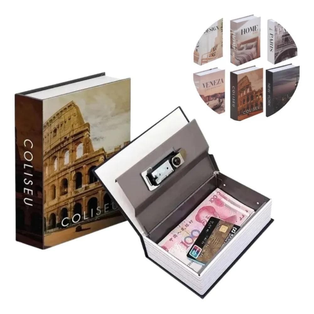 3X Cofre Camuflado Formato Livro Porta Joias Com Chave