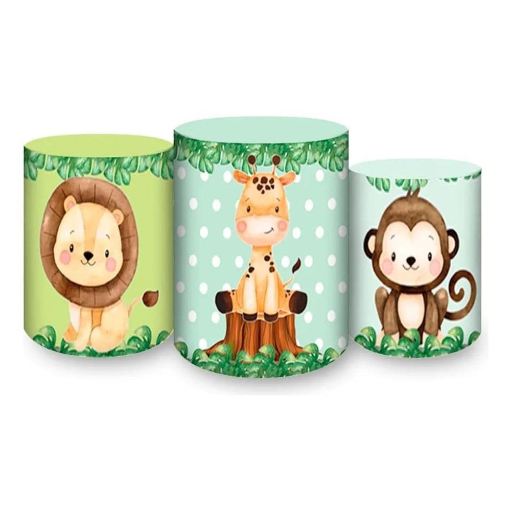 3X Trio Capas De Cilindro Sublimado Safari 3D Em Tecido