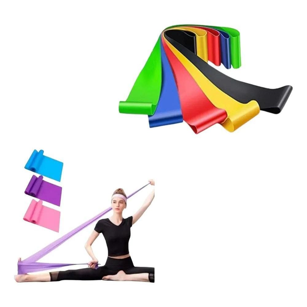 3X Kit 5 Elástico Treino Mini Banda + Faixa Thera Band Exerc