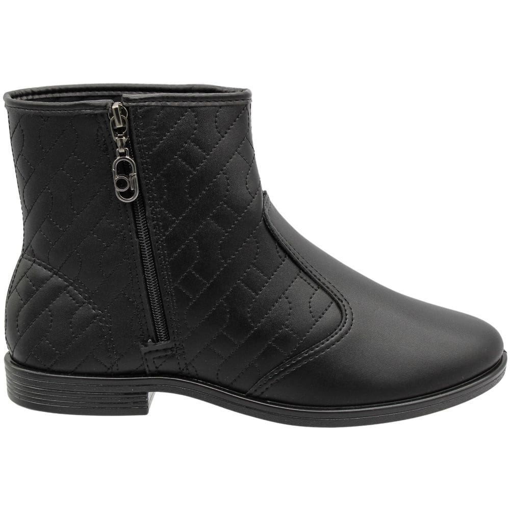 Bota Feminina Casual Beira Rio Napa Bordada Zíper Cano Baixo