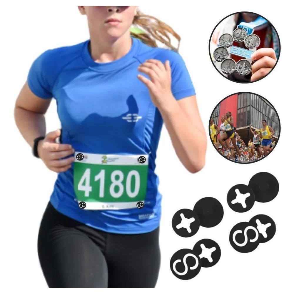 3X Botão Porta Número Corrida De Rua Não Fura - Kit 4 Botõe