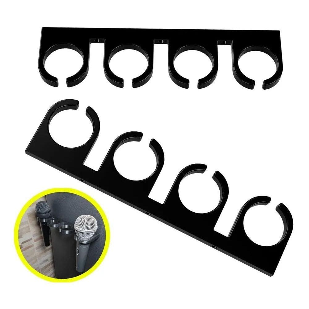 3X Suporte Para Microfone De Fixação Parede Descanso 4 Mic L