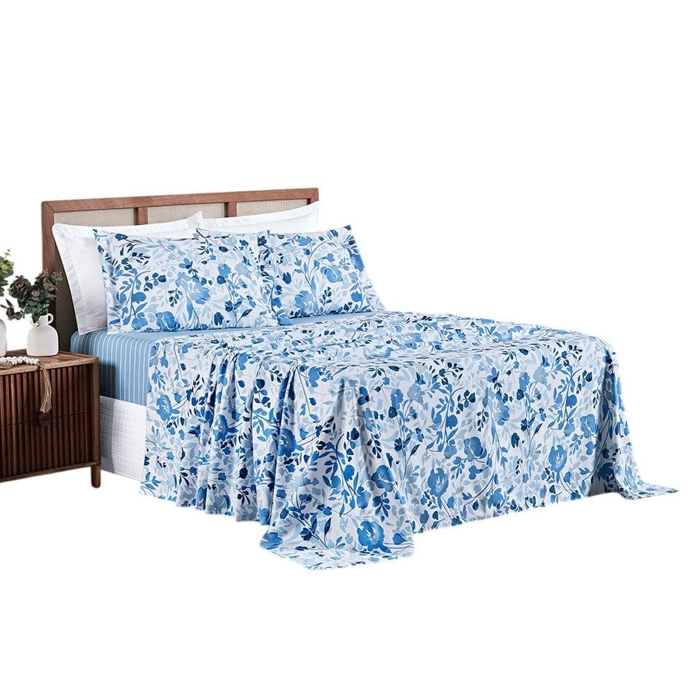 Jg Lençol Casal Spring 4pç 100% Poliéster - Lolli