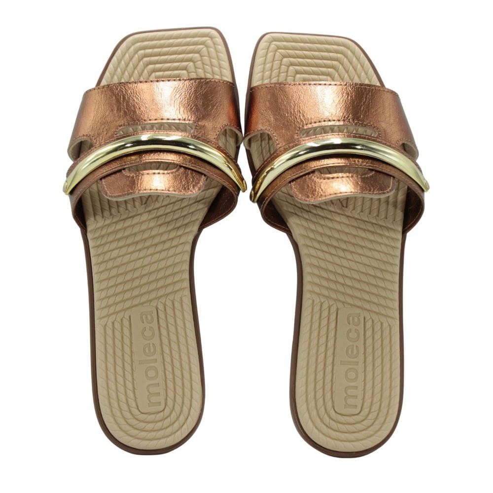 Tamanco Feminino Moleca 5558.105 Metalizado Bronze