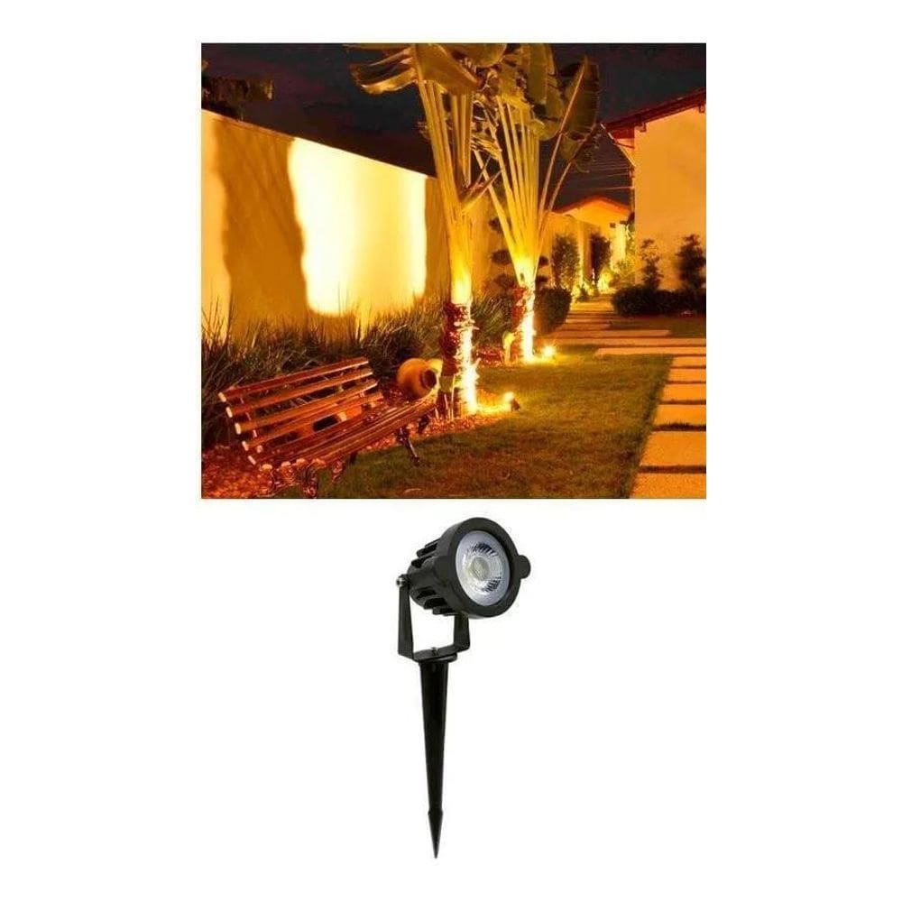 3X Espeto Para Jardim Luminária Led 5W Luz Âmbar Galaxy Cor