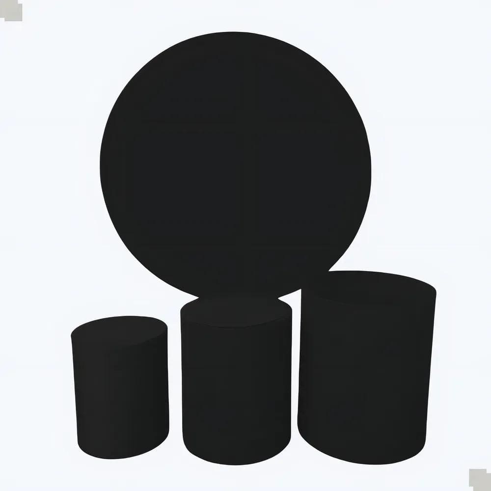 3X Trio Capas Mesa Cilindro Cores Lisas E Painel Diam 1,50 M