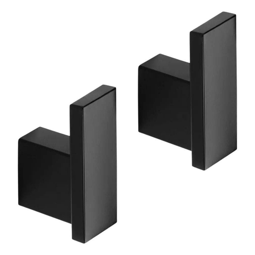 3X Porta Toalha Cabide Simples Inox 304 Preto Fosco 02 Unida
