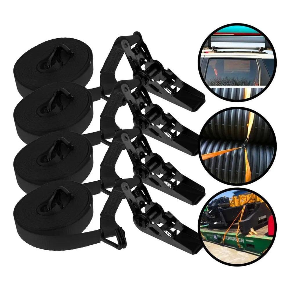 3X Kit 4 Jogos Cinta Catracas De Amarração 0.8 Tonelada Cint