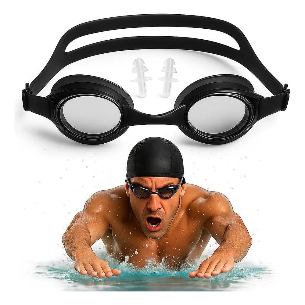 3X Óculos Natação Piscina Adulto Não Embaça Protetor Ouvido