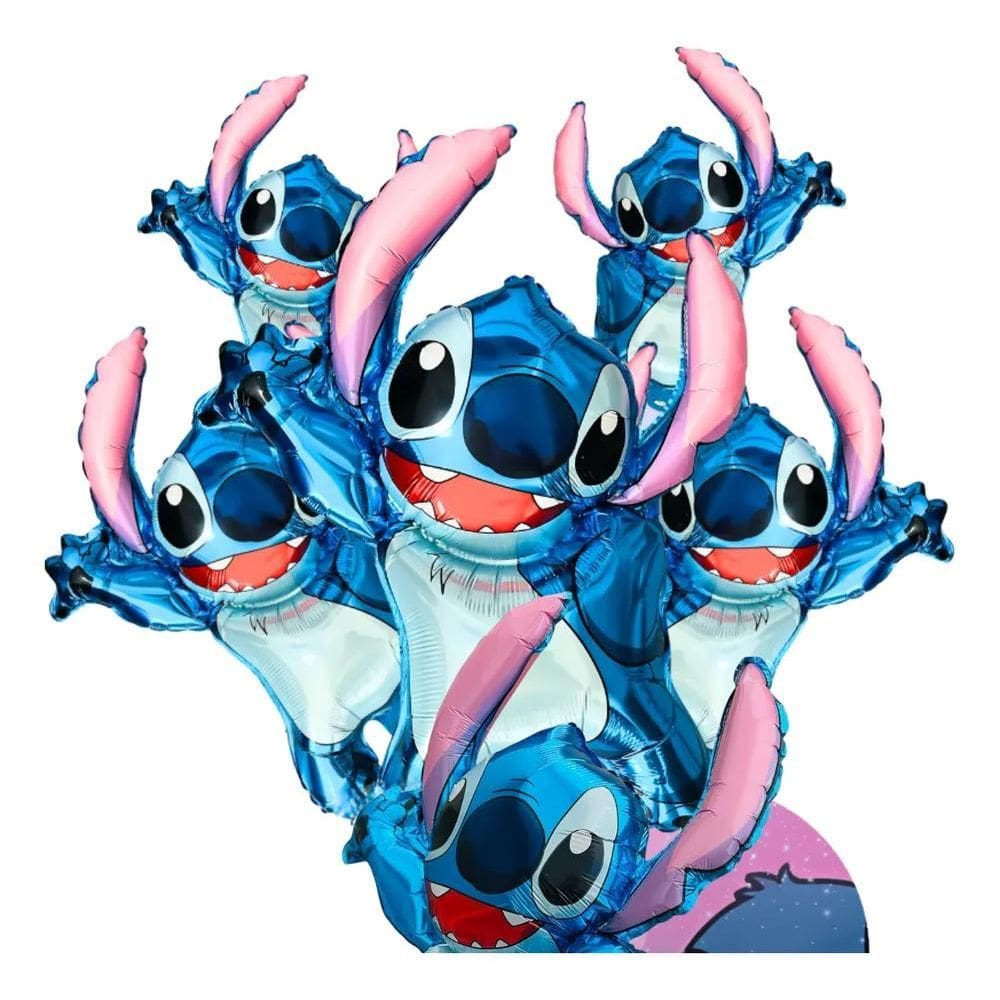 3X Kit 5 Balões Metalizados Stitch Decoração Festa Aniversár