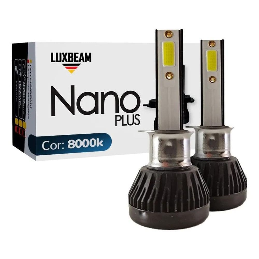 3X Par Lâmpada Nano Plus Super Led H1 30W 8000K Luxbeam