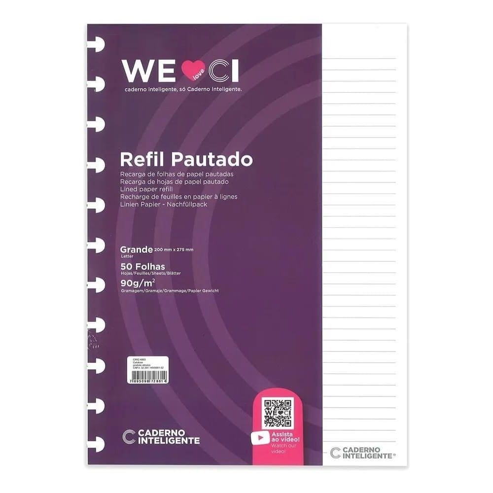 3X Refil Caderno Inteligente Grande Pautado 90G 50Fls Ci