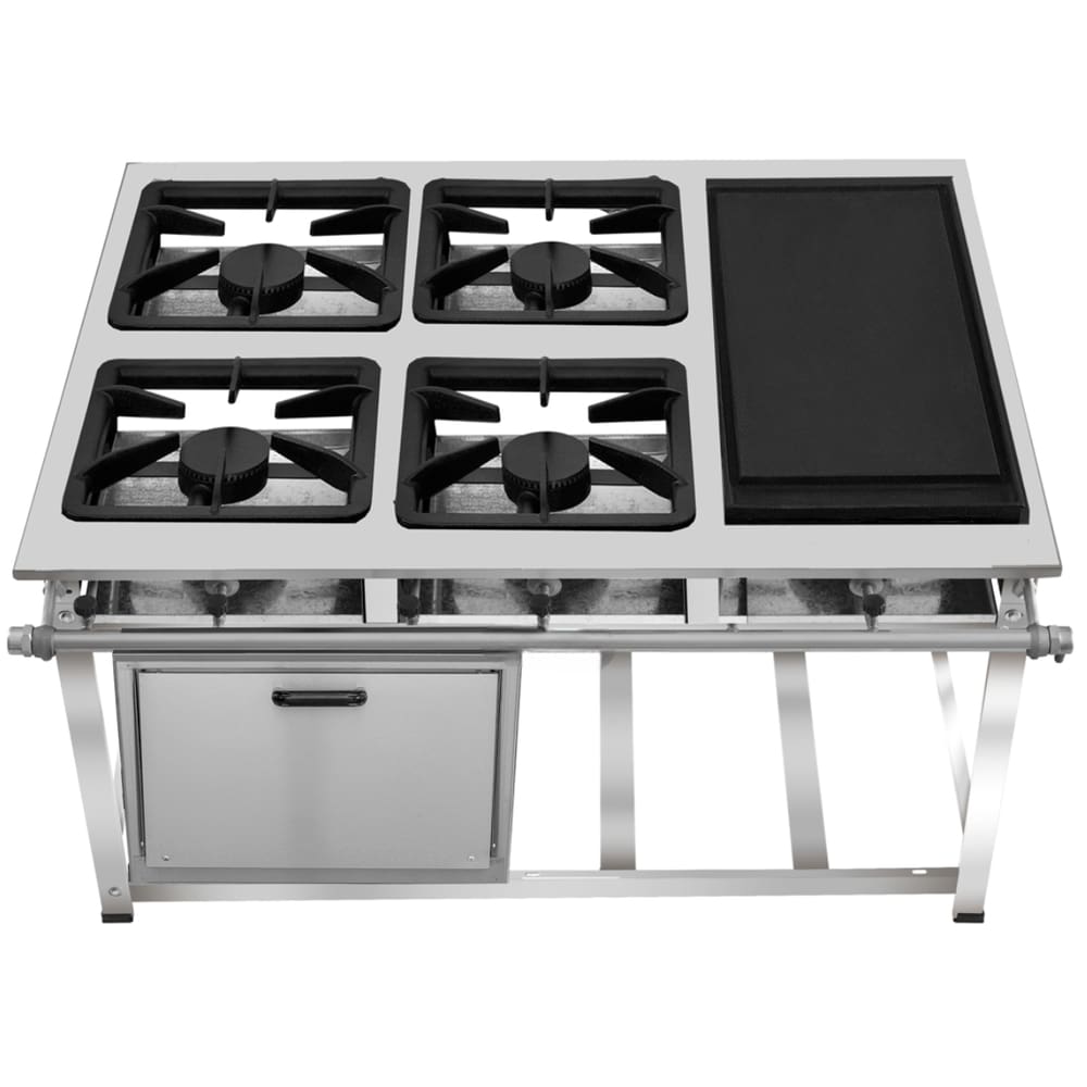 Fogão 4 Bocas Leona P5 C/ Forno e Chapa 30x30 Inox