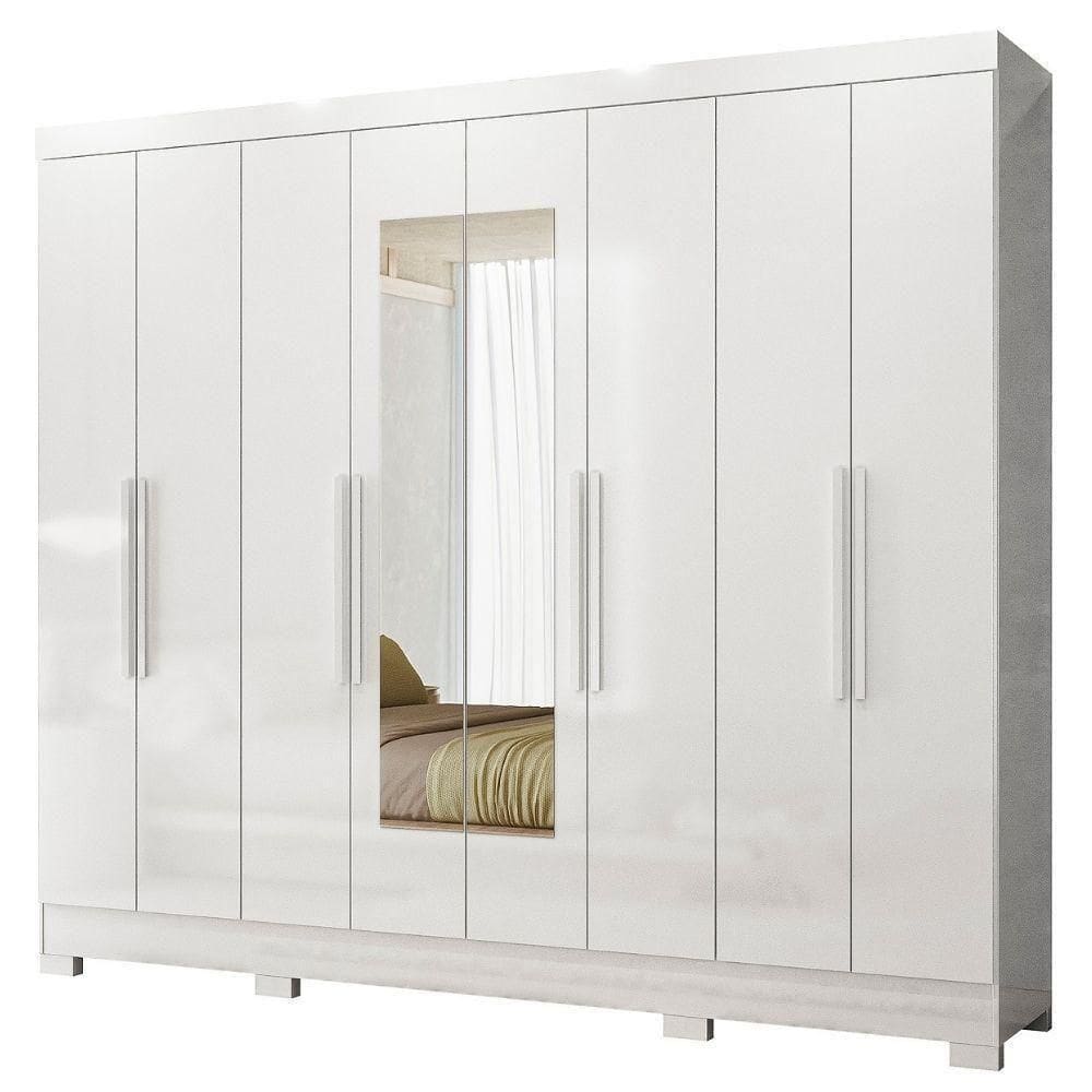 Guarda Roupa Casal Espelho 6p 236 Cm Diplomata Branco Moval