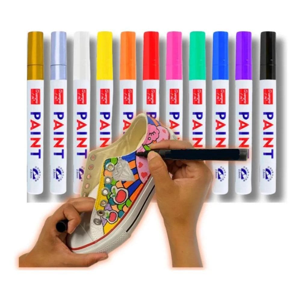 3X Kit 12 Canetas Permanente Tinta Óleo Pneu Tecido Vidro Te