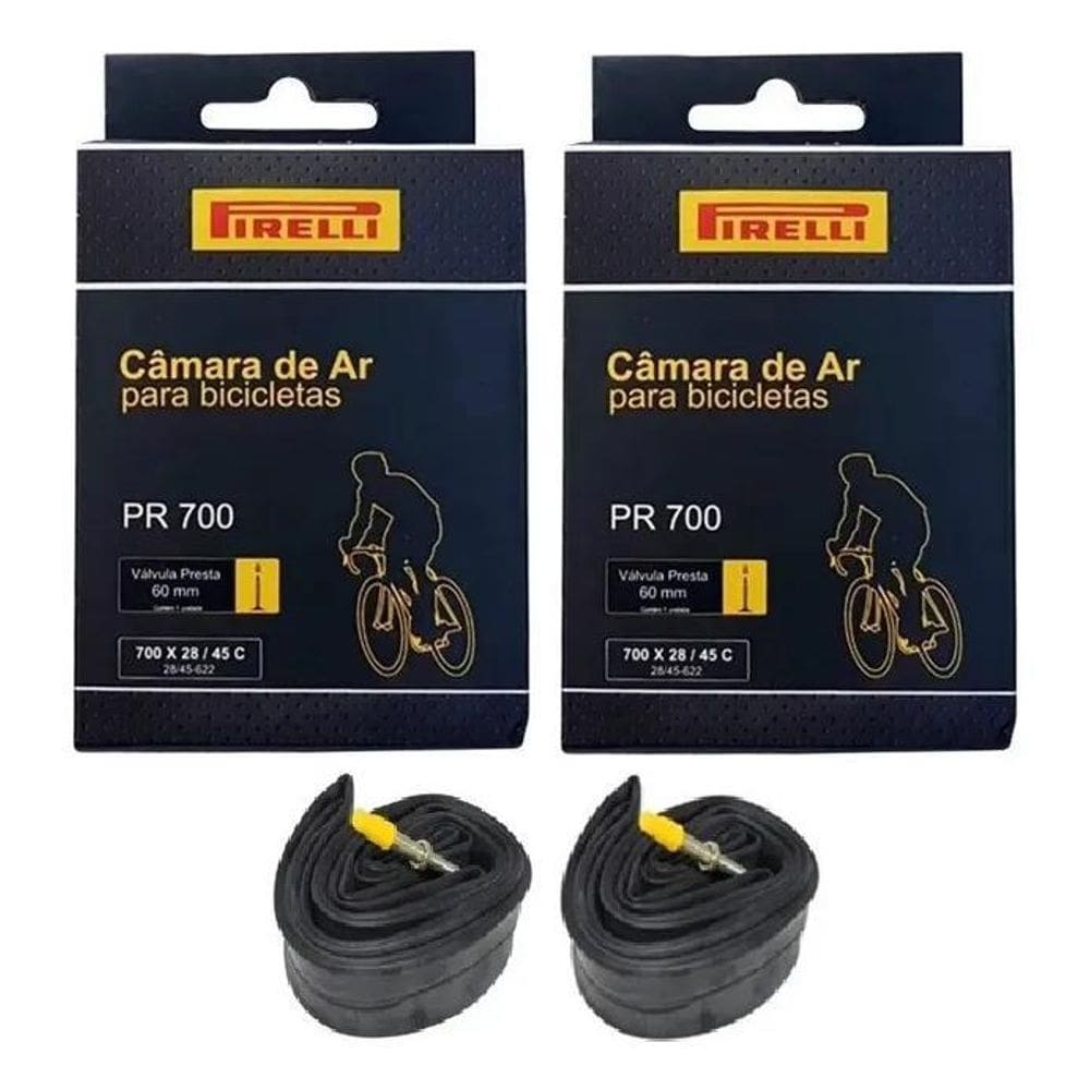 3X 2 Câmaras De Ar Bicicleta Aro 700X28 45C Pirelli 60Mm Pre