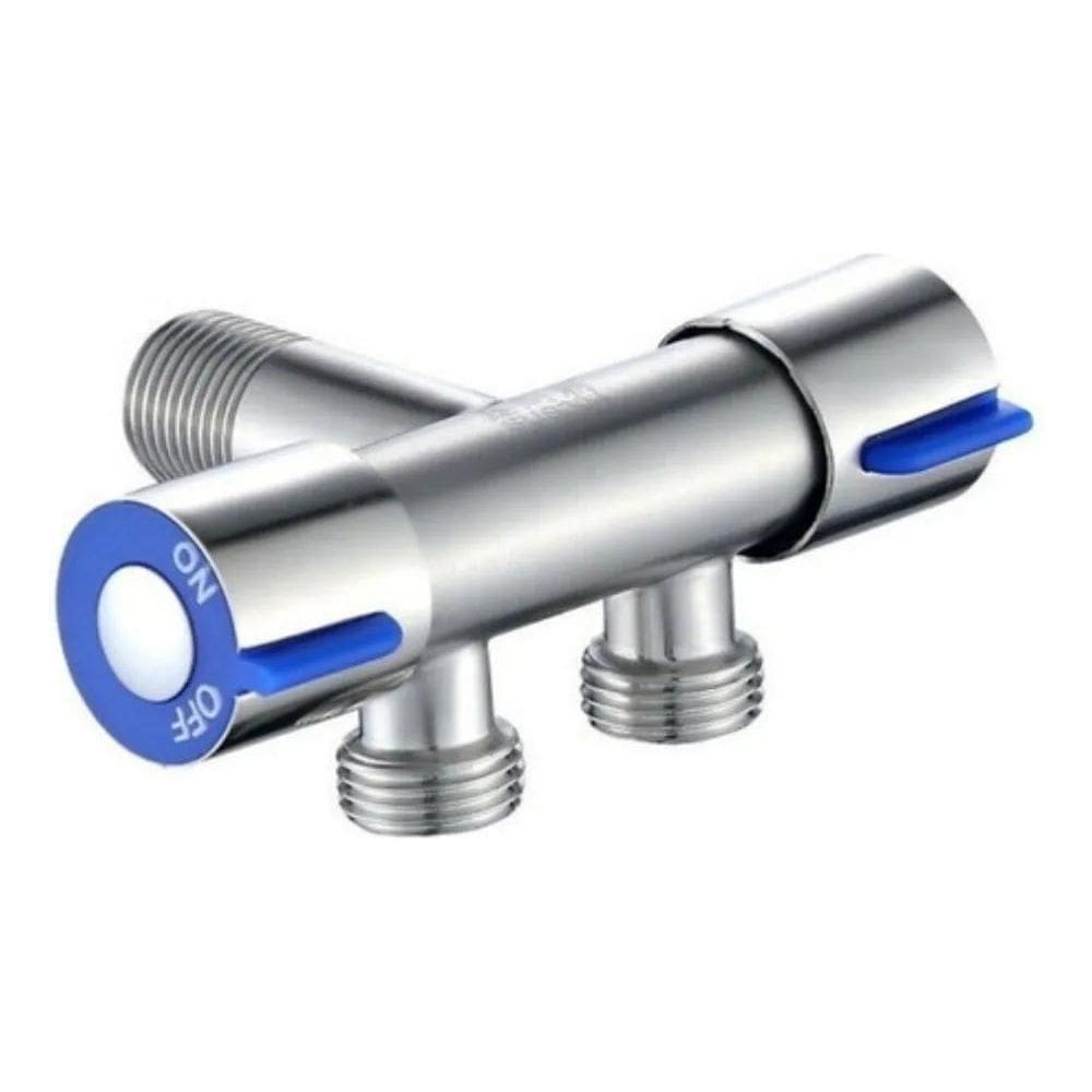 3X Torneira Registro T Duas Saídas De Água Inox Válvula Dupl