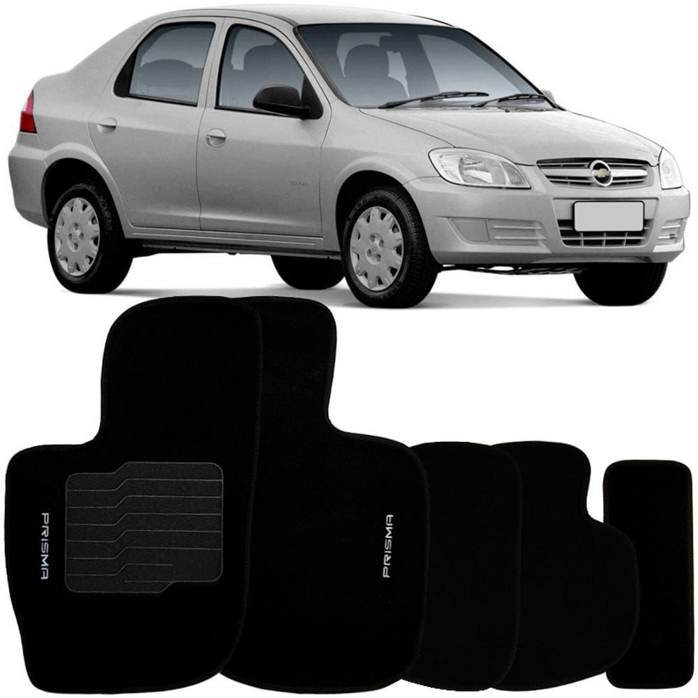 Jogo de Tapete Automotivo Carpete Chevrolet Prisma 2006 à 2012 Soft Logo Bordado 5 Peças