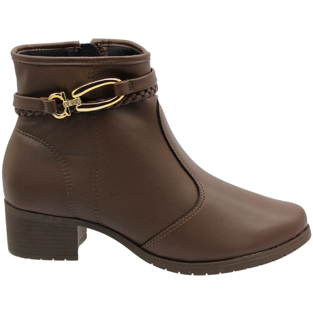 Bota Cano Baixo Moleca Napa Trança Fivela Strass Feminina