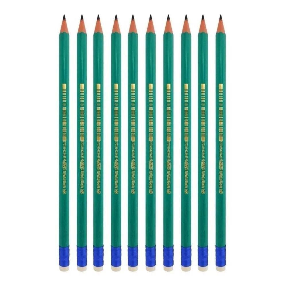 3X Lápis Preto Com Borracha 2Hb Bic Evolution Kit C/10 Unida