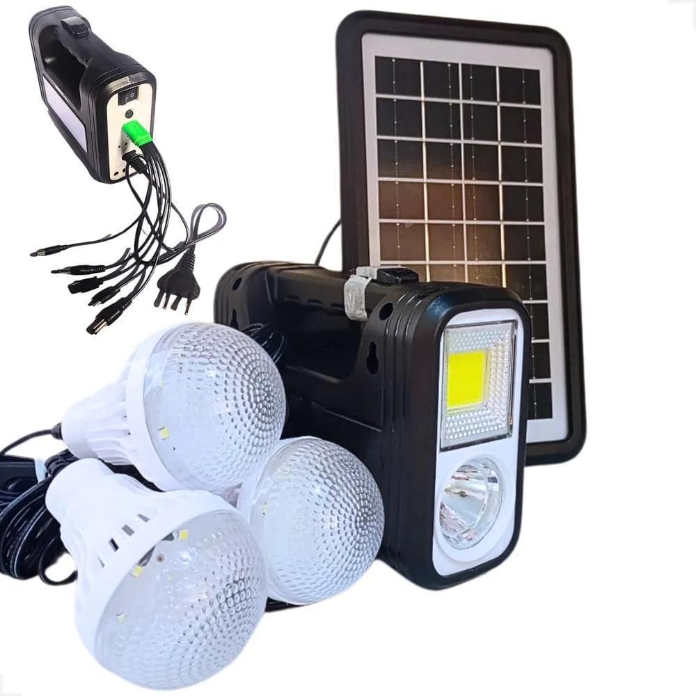 3X Kit Iluminação Camping Barraca Carregador Solar Portatil