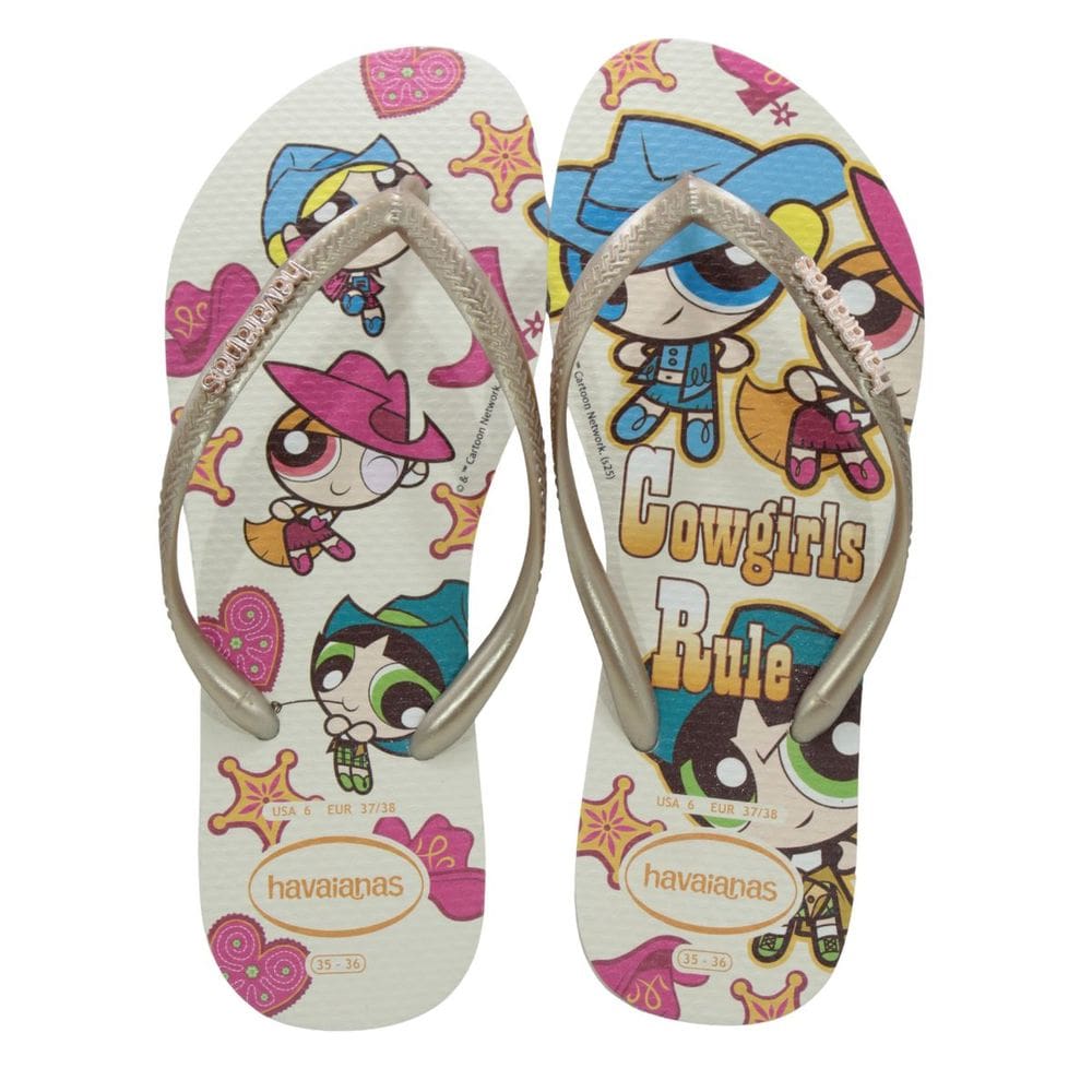 Chinelo Havaianas Slim Warner Classics Bege Palha