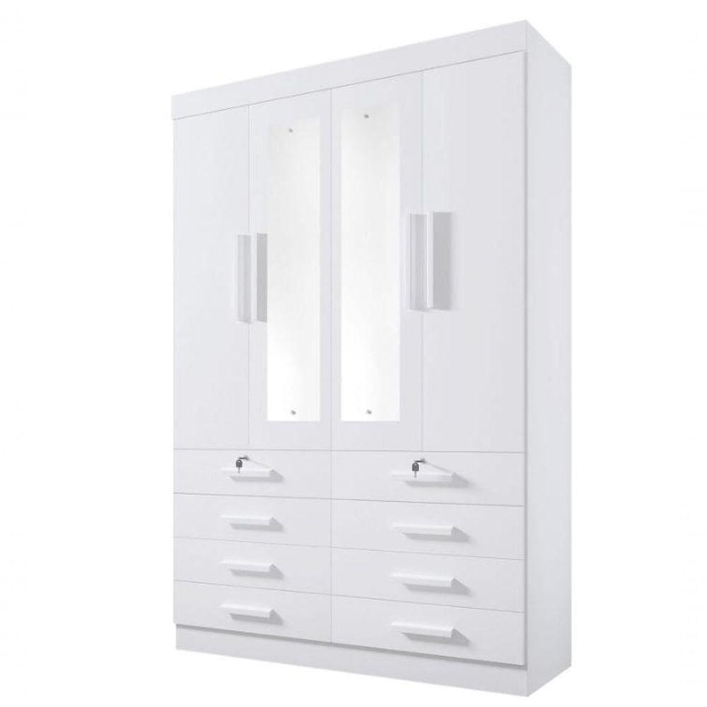 Guarda Roupa Mônaco 4 Portas Com Espelho Branco - D Doro