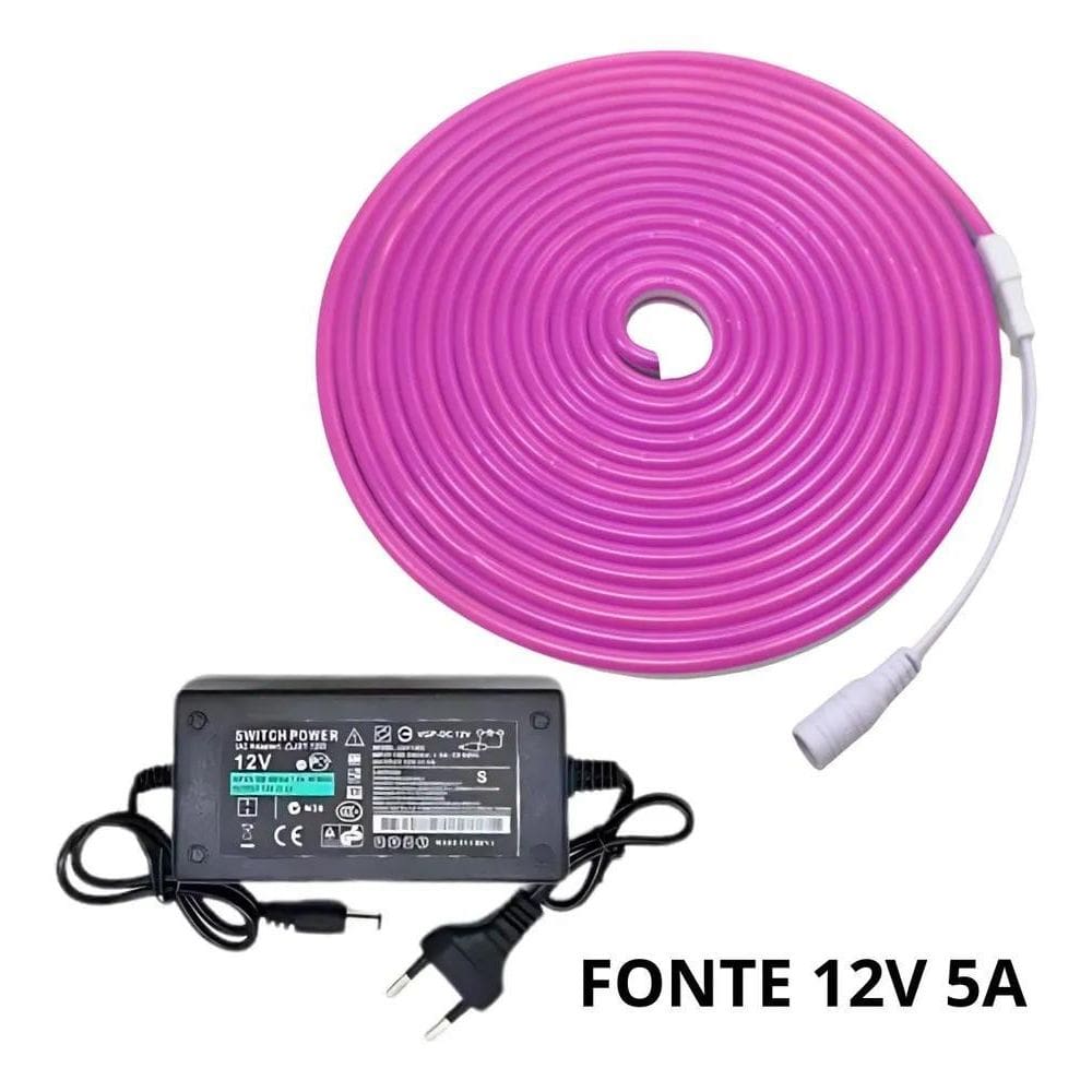 3X 5M Mangueira Goldensky Fita Led Neon Corte2,5Cm + Fonte 5