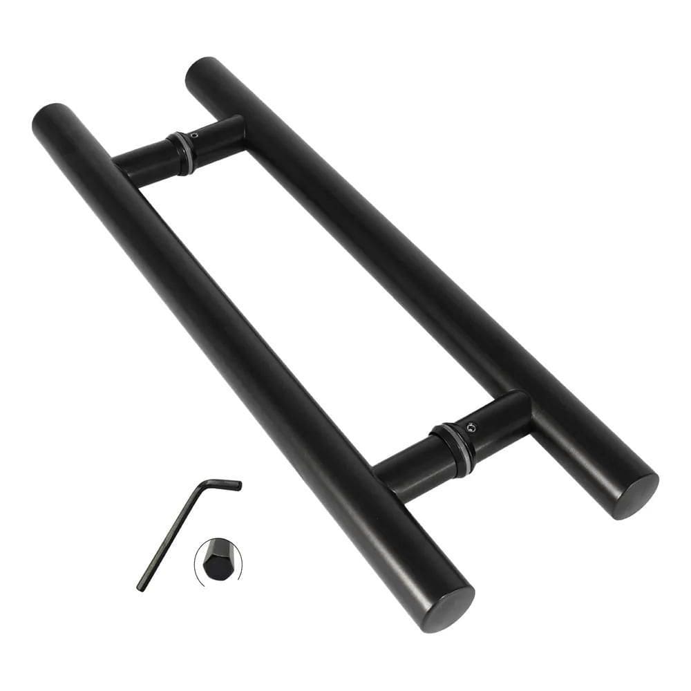 3X Puxador Inox Preto Porta Para Aluminio/Vidro 43Cm Tubular