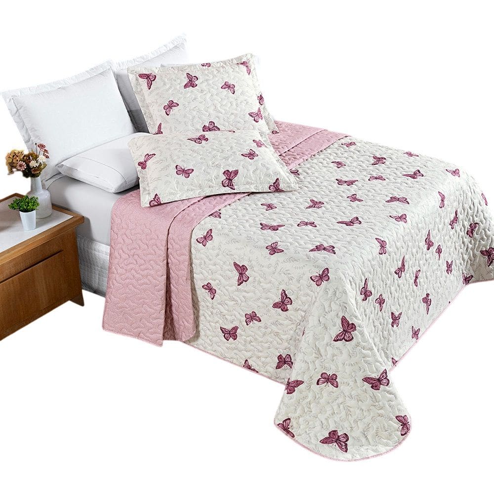 Cobre Leito Alycia Casal Micropercal 3pç 100% Poliéster - Borb