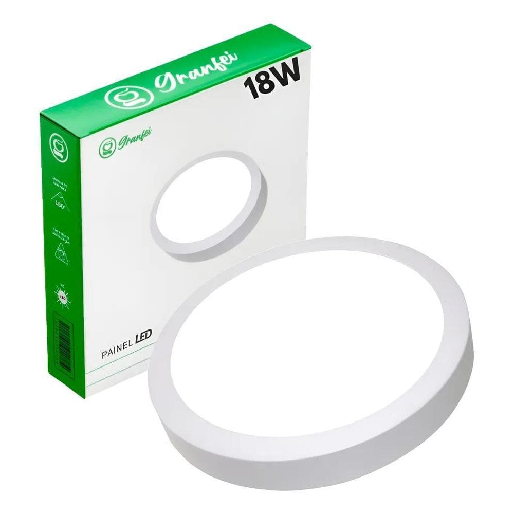 3X Luminária Painel Plafon Led 18W Sobrepor Redondo Branco